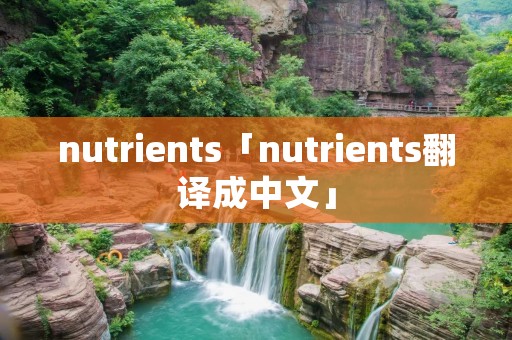 nutrients「nutrients翻译成中文」