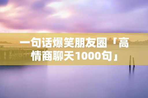 一句话爆笑朋友圈「高情商聊天1000句」