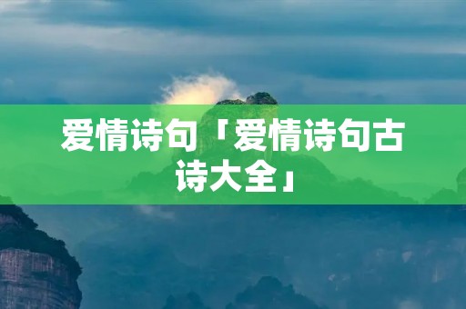 爱情诗句「爱情诗句古诗大全」