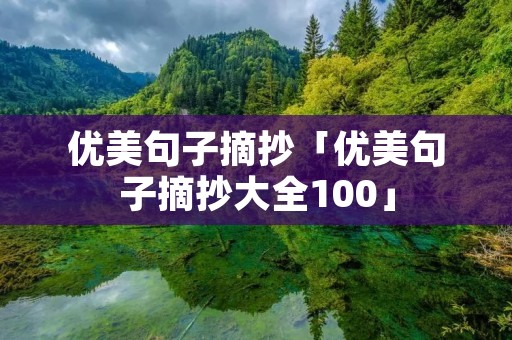 优美句子摘抄「优美句子摘抄大全100」