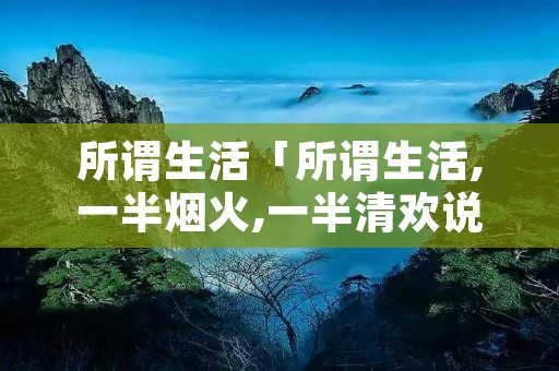 所谓生活「所谓生活,一半烟火,一半清欢说说」