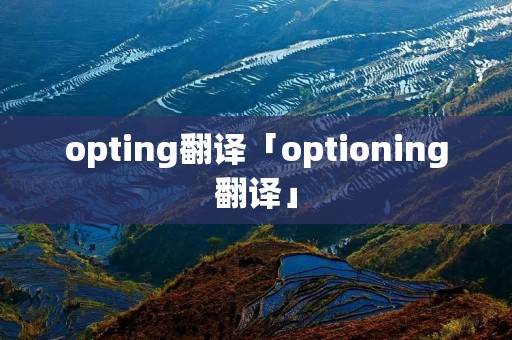 opting翻译「optioning翻译」 opting翻译「optioning翻译」