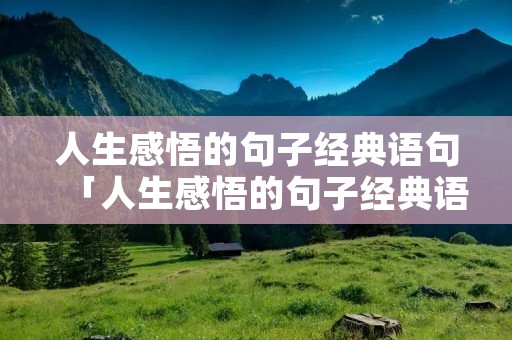 人生感悟的句子经典语句「人生感悟的句子经典语录」 人生感悟的句子经典语句「人生感悟的句子经典语录」