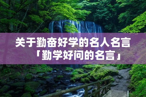关于勤奋好学的名人名言「勤学好问的名言」