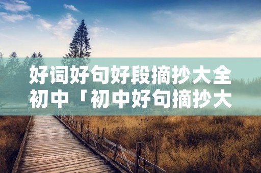 好词好句好段摘抄大全初中「初中好句摘抄大全优美」 好词好句好段摘抄大全初中「初中好句摘抄大全优美」