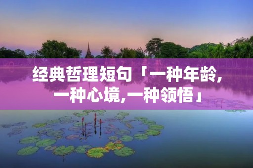 经典哲理短句「一种年龄,一种心境,一种领悟」