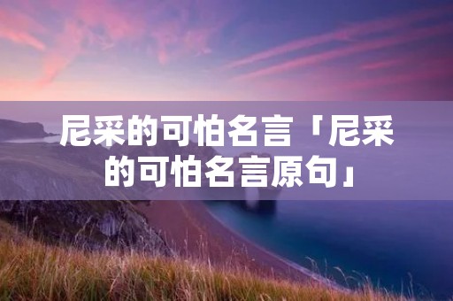 尼采的可怕名言「尼采的可怕名言原句」