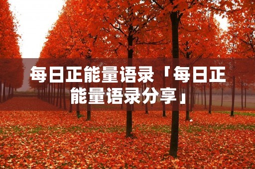 每日正能量语录「每日正能量语录分享」