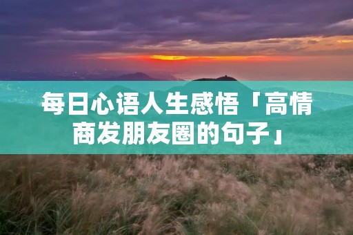 每日心语人生感悟「高情商发朋友圈的句子」
