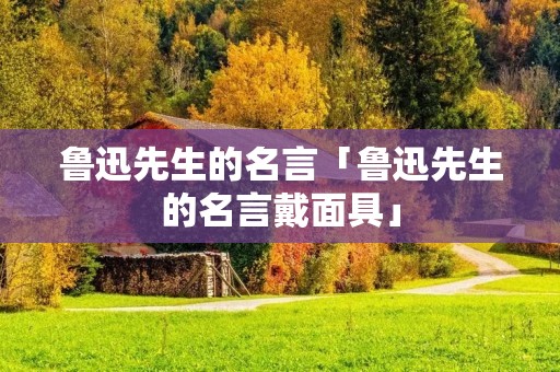鲁迅先生的名言「鲁迅先生的名言戴面具」