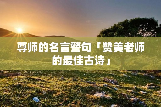 尊师的名言警句「赞美老师的最佳古诗」