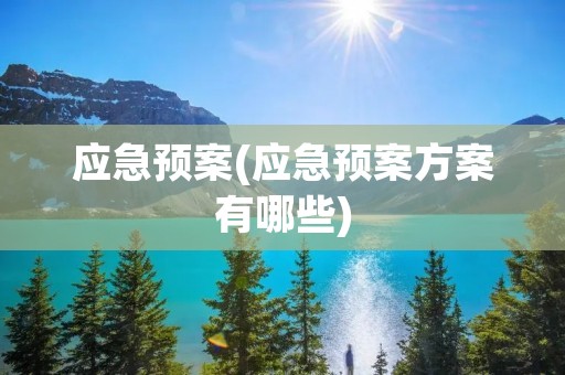 应急预案(应急预案方案有哪些) 应急预案(应急预案方案有哪些)