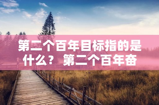 第二个百年目标指的是什么? 第二个百年奋斗目标是什么 第二个百年目标指的是什么? 第二个百年奋斗目标是什么