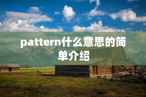 pattern什么意思的简单介绍