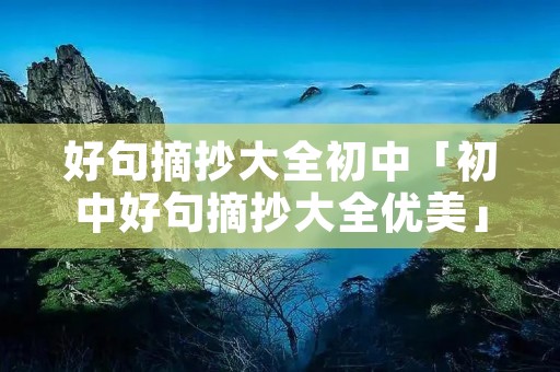 好句摘抄大全初中「初中好句摘抄大全优美」