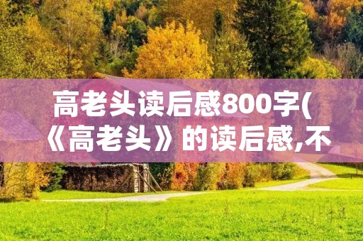 高老头读后感800字(《高老头》的读后感,不少于800字)