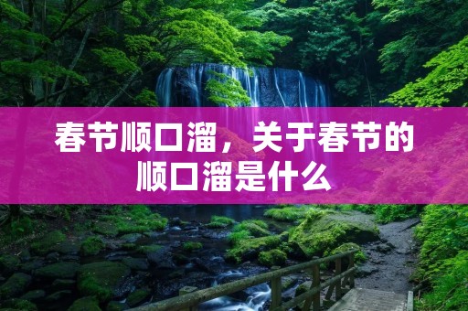 春节顺口溜，关于春节的顺口溜是什么