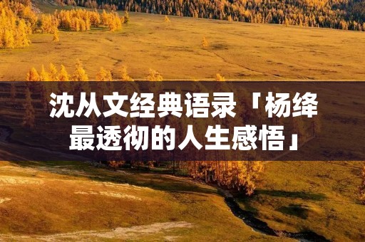 沈从文经典语录「杨绛最透彻的人生感悟」