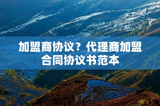 加盟商协议?代理商加盟合同协议书范本