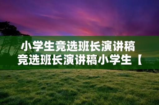 小学生竞选班长演讲稿 竞选班长演讲稿小学生【12篇】 小学生竞选班长演讲稿 竞选班长演讲稿小学生【12篇】