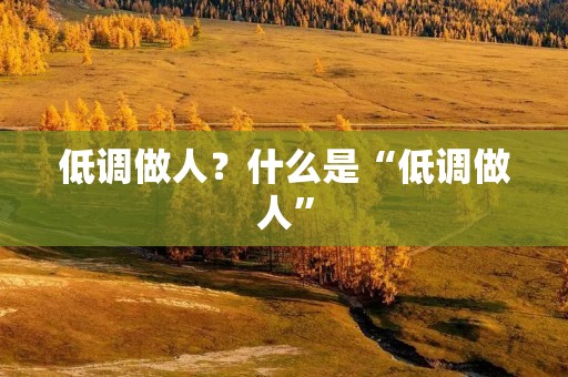 低调做人?什么是“低调做人”