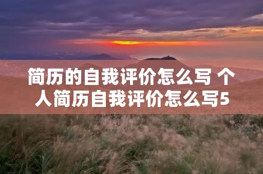 简历的自我评价怎么写 个人简历自我评价怎么写50字
