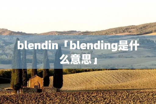 blendin「blending是什么意思」