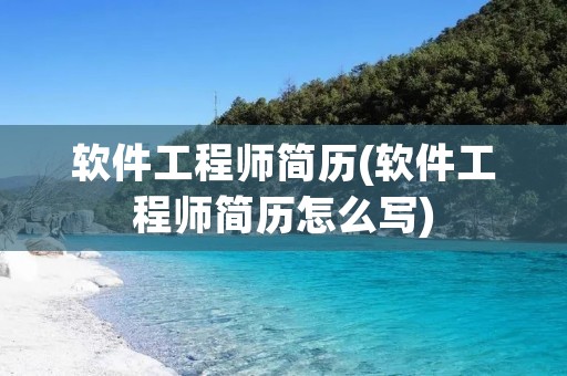 软件工程师简历(软件工程师简历怎么写)
