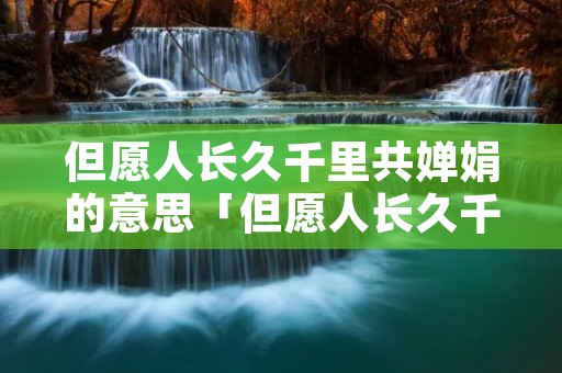 但愿人长久千里共婵娟的意思「但愿人长久千里共婵娟的意思全诗」