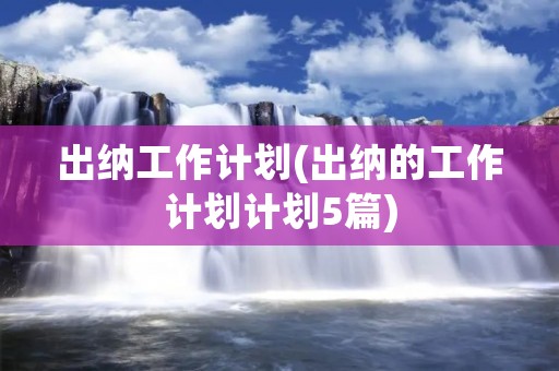 出纳工作计划(出纳的工作计划计划5篇)