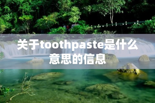 关于toothpaste是什么意思的信息