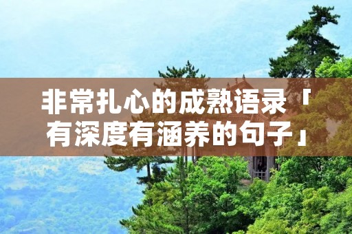 非常扎心的成熟语录「有深度有涵养的句子」