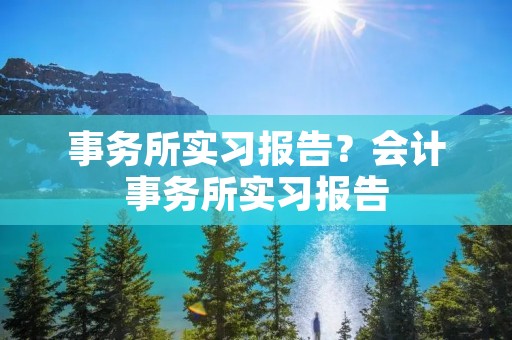 事务所实习报告？会计事务所实习报告