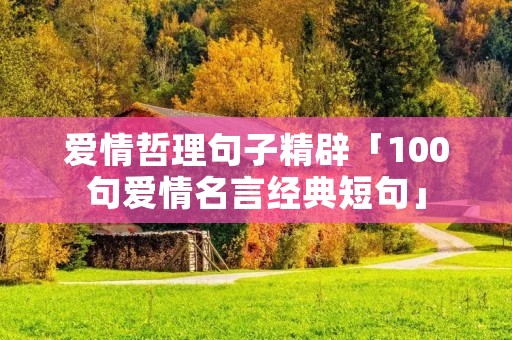 爱情哲理句子精辟「100句爱情名言经典短句」