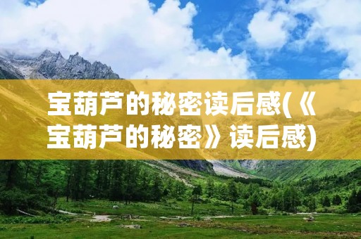 宝葫芦的秘密读后感(《宝葫芦的秘密》读后感)