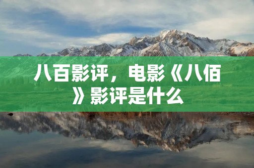 八百影评,电影《八佰》影评是什么