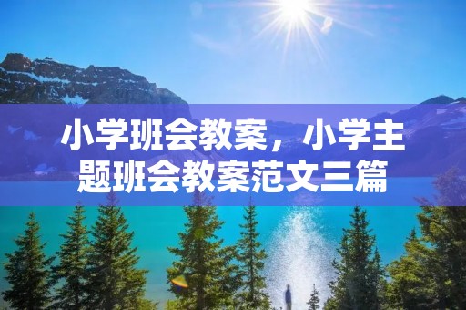 小学班会教案,小学主题班会教案范文三篇