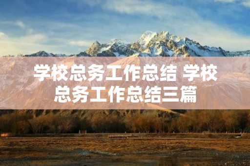 学校总务工作总结 学校总务工作总结三篇