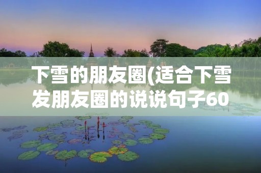 下雪的朋友圈(适合下雪发朋友圈的说说句子60句)