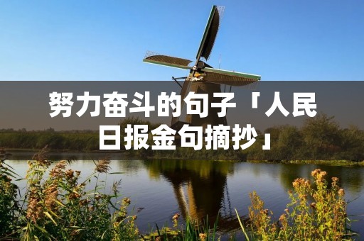 努力奋斗的句子「人民日报金句摘抄」