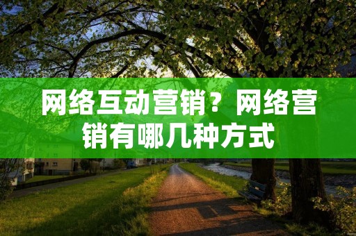 网络互动营销?网络营销有哪几种方式