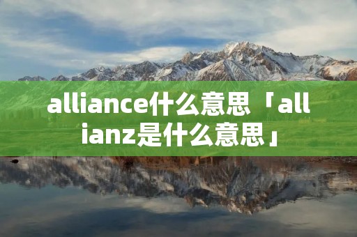 alliance什么意思「allianz是什么意思」