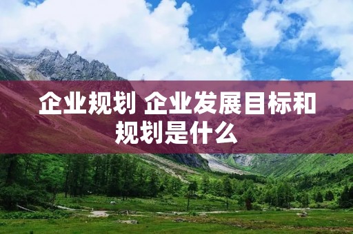 企业规划 企业发展目标和规划是什么 企业规划 企业发展目标和规划是什么