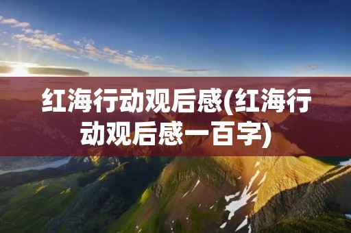 红海行动观后感(红海行动观后感一百字) 红海行动观后感(红海行动观后感一百字)