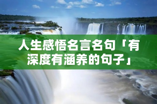 人生感悟名言名句「有深度有涵养的句子」