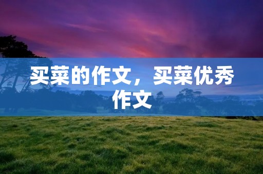 买菜的作文，买菜优秀作文