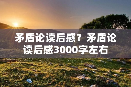 矛盾论读后感？矛盾论读后感3000字左右