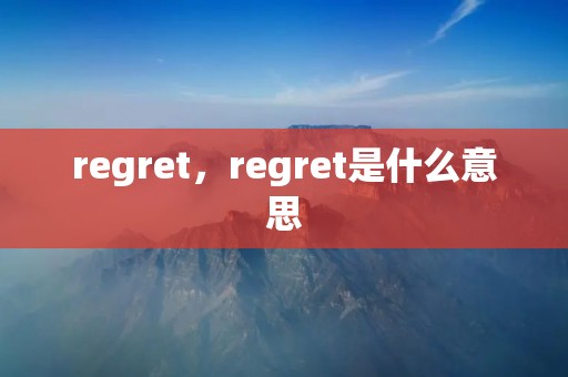 regret，regret是什么意思