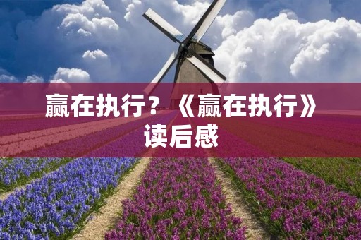 赢在执行?《赢在执行》读后感