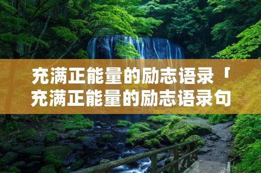 充满正能量的励志语录「充满正能量的励志语录句句精辟」